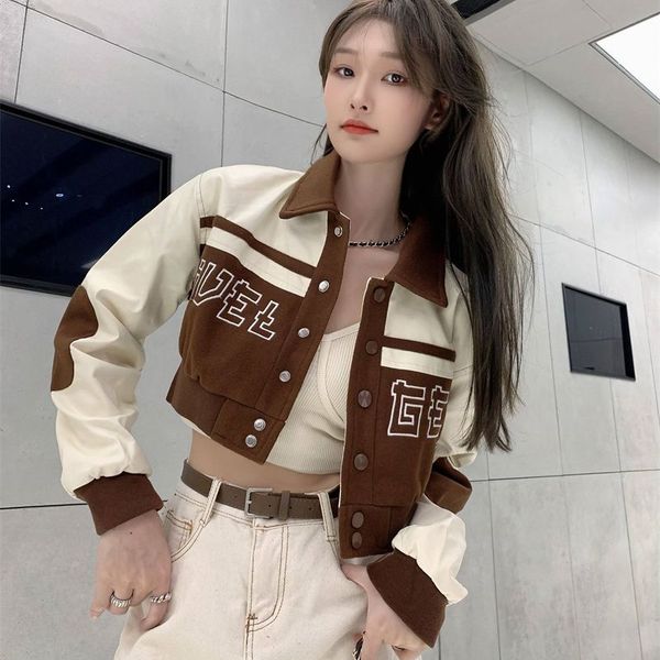 women's jackets mexzt harajuku vintage letter crop baseball coats women korean fashion turn-down collar bf spring loose lady outwear 23, Black;brown
women's jackets mexzt harajuku vintage letter crop baseball coats women korean fashion turn-down collar bf spring loose lady outwear 23, Black;brown