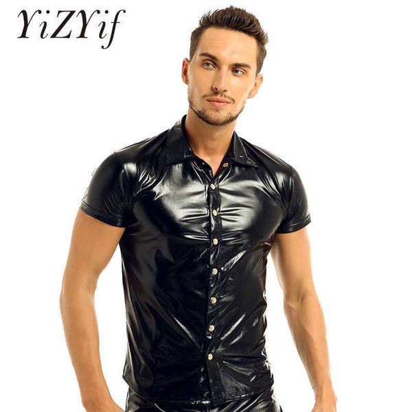 men's t-shirts mens metallic t shirts clubwear men patent leather short sleeves shirt clubwear undershirt shiny metallic t-shirt men, White;black
men's t-shirts mens metallic t shirts clubwear men patent leather short sleeves shirt clubwear undershirt shiny metallic t-shirt men, White;black
