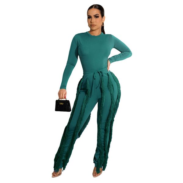 women two piece pants sets long sleeve fringe jogger sweatpants casual side tassel bodycon slim pencil long pants suits, White
women two piece pants sets long sleeve fringe jogger sweatpants casual side tassel bodycon slim pencil long pants suits, White