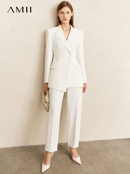 women's two piece amii minimalism autumn suits for women long sleeve office lady elegant blazer and high waist straight pants separatel, White
women's two piece amii minimalism autumn suits for women long sleeve office lady elegant blazer and high waist straight pants separatel, White