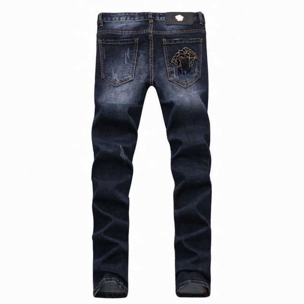 designer jean pants medusa embroidery ripped denim trousers men women fashion slacks dark blue jeans
designer jean pants medusa embroidery ripped denim trousers men women fashion slacks dark blue jeans