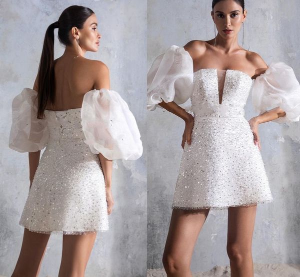 white glitter short prom party dresses 2023 puff sleeves sweetheart backless sequined evening formal gowns graduation vestidos de feast, Black
white glitter short prom party dresses 2023 puff sleeves sweetheart backless sequined evening formal gowns graduation vestidos de feast, Black