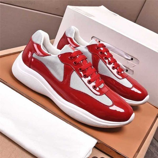 men america's cup xl leather sneakers patent flat trainers black mesh lace-up casual shoes outdoor runner mkjl000, Red;white
men america's cup xl leather sneakers patent flat trainers black mesh lace-up casual shoes outdoor runner mkjl000, Red;white