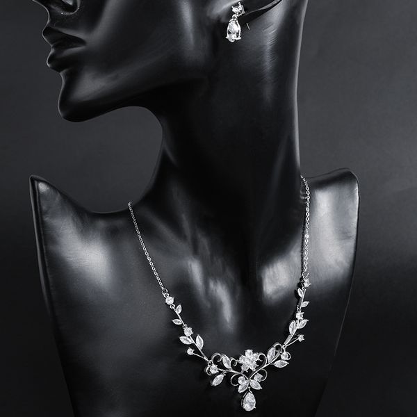 women silver color crystal leaves flower jewelry set for bride fashion necklace stud earrings wedding jewelry party gift, Slivery;golden
women silver color crystal leaves flower jewelry set for bride fashion necklace stud earrings wedding jewelry party gift, Slivery;golden