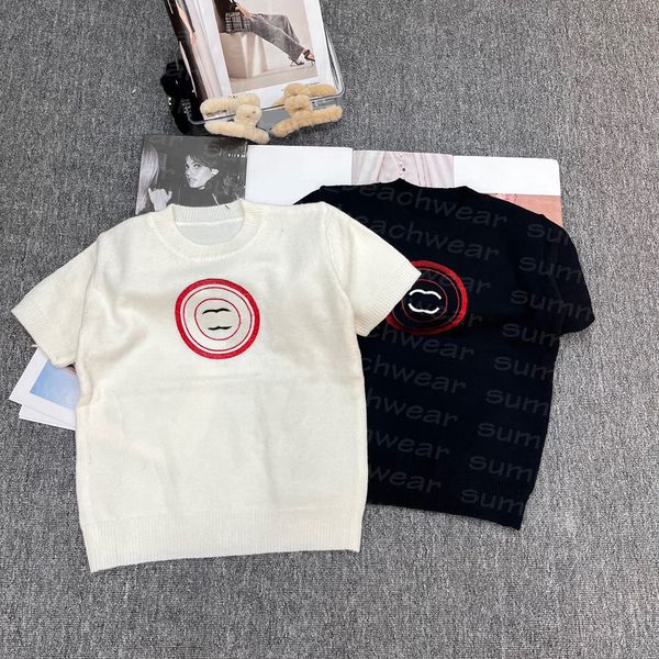 embroidered letter knits women short sleeve tees spring summer knitted casual style t shirt, White
embroidered letter knits women short sleeve tees spring summer knitted casual style t shirt, White