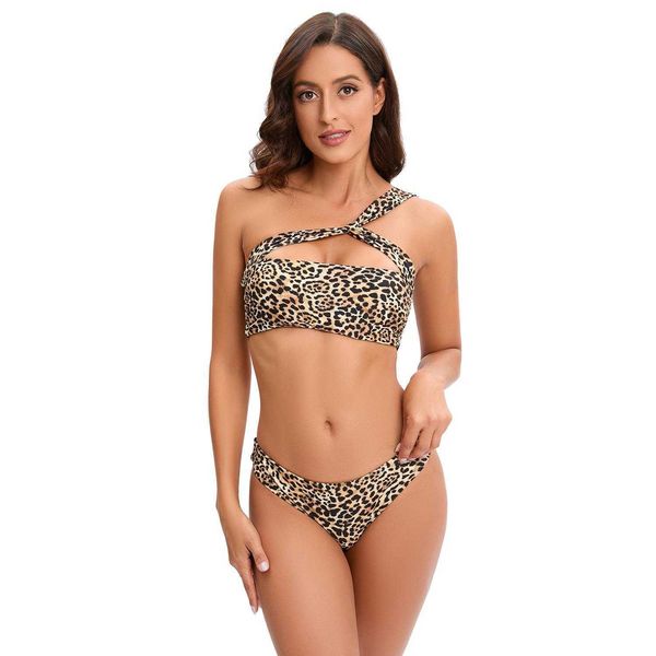 bikini womens strap leopard polyester print high waist, White;black 
bikini womens strap leopard polyester print high waist, White;black