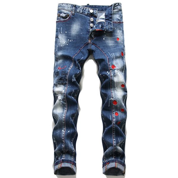 men's jeans europen brand denim trousers fashion pants slim straight gentleman patchwork blue stripe for men 230216
men's jeans europen brand denim trousers fashion pants slim straight gentleman patchwork blue stripe for men 230216