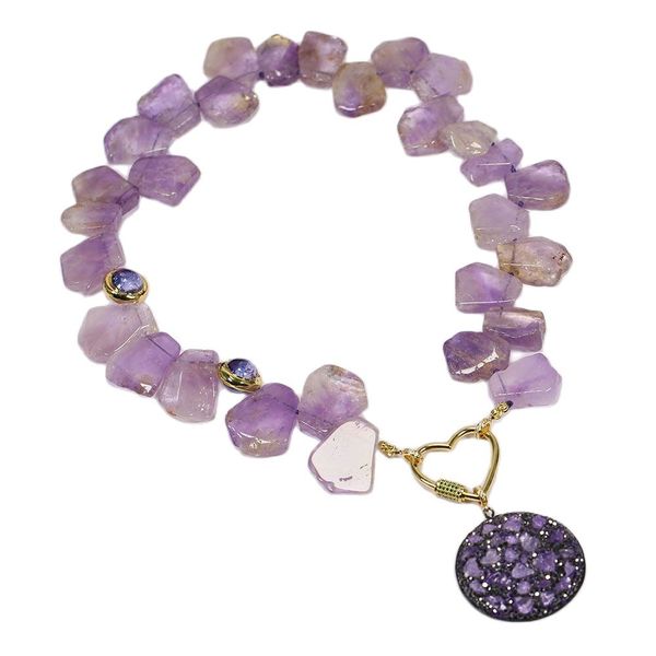 natural purple amethyst purple murano glass necklace black cz paved amethyst pendant handmade lady fashion gifts, Silver