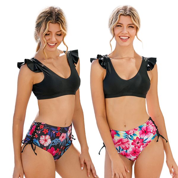 ins2021 new european and american ruffled high waist split bikini multi-color printed backless womens swimsuit source manufacturer, White;black
ins2021 new european and american ruffled high waist split bikini multi-color printed backless womens swimsuit source manufacturer, White;black