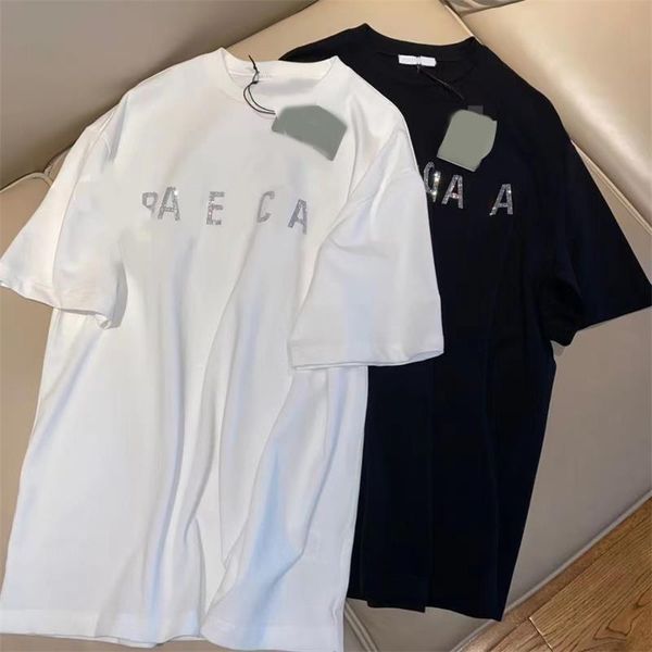 2023 summer new t-shirt short sleeve letter diamond cotton women loose couple men's half sleeve, White
2023 summer new t-shirt short sleeve letter diamond cotton women loose couple men's half sleeve, White