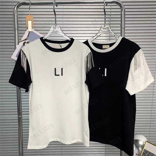 luxury t-shirts broken diamond tassel decorative designer short sleeve t-shirt splicing contrasting color round neck simple casual t-shirts, White
luxury t-shirts broken diamond tassel decorative designer short sleeve t-shirt splicing contrasting color round neck simple casual t-shirts, White