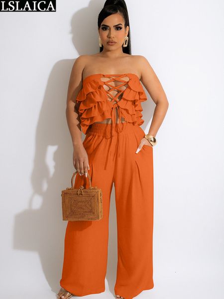 two crosscirss bandage and wide leg pants clothes for women 2 piece set solid color summer women's twopiece suit elegant 230215, White
two crosscirss bandage and wide leg pants clothes for women 2 piece set solid color summer women's twopiece suit elegant 230215, White