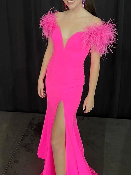 graceful pink feather prom dress with slit 2023 chic off shoulders mermaid evening dresses satin women dance formal party special occasion v, Black
graceful pink feather prom dress with slit 2023 chic off shoulders mermaid evening dresses satin women dance formal party special occasion v, Black