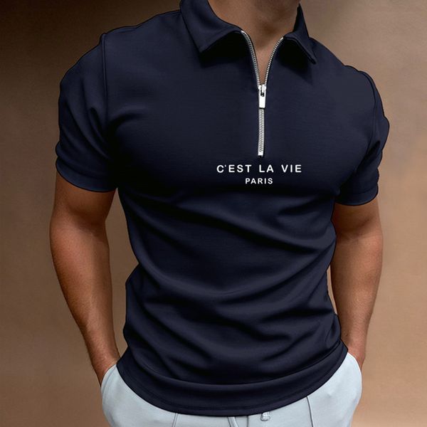 men's polos shirt men solid s turndown collar zipper tees summer shortsleeved man clothing s3xl 230215, White;black 
men's polos shirt men solid s turndown collar zipper tees summer shortsleeved man clothing s3xl 230215, White;black