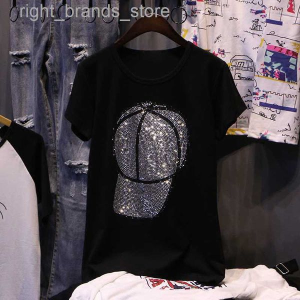 women's t-shirt t-shirts women summer motion ball cap decorate diamond femme clothes plus size with rhinestones short sleeve tee pullov, White
women's t-shirt t-shirts women summer motion ball cap decorate diamond femme clothes plus size with rhinestones short sleeve tee pullov, White