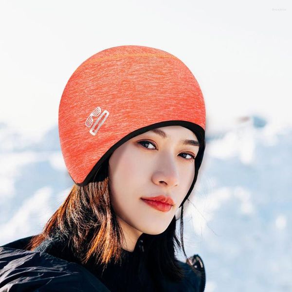 Image of Cycling Caps Winter Outdoor Fleece Cap Helmet Inner Liner Thermal Windproof Skiing Beanie Hat For Women Men
