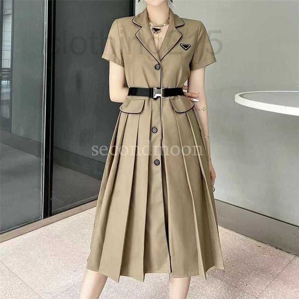 skirts&skorts designer triangle badge decoration dress women short sleeve es casual style pleated with belt w544
skirts&skorts designer triangle badge decoration dress women short sleeve es casual style pleated with belt w544
