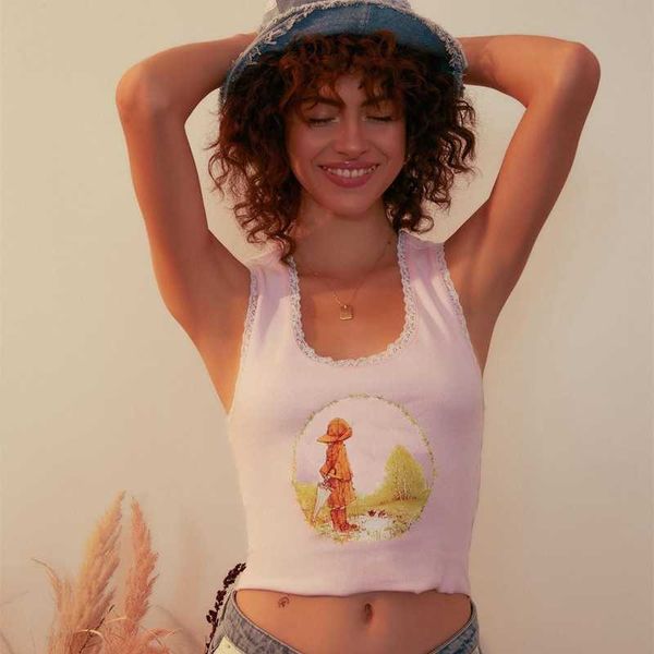 women's tanks camis 2000s vintage printed tank women lace patchwork back bandage tie up crop summer harajuku y2k aesthetic vest clothe, White
women's tanks camis 2000s vintage printed tank women lace patchwork back bandage tie up crop summer harajuku y2k aesthetic vest clothe, White