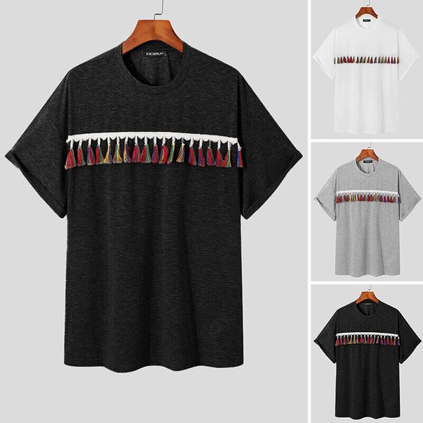 mens short sleeve crew neck ethnic t shirts hippie tassels party blouse tee, White;black
mens short sleeve crew neck ethnic t shirts hippie tassels party blouse tee, White;black
