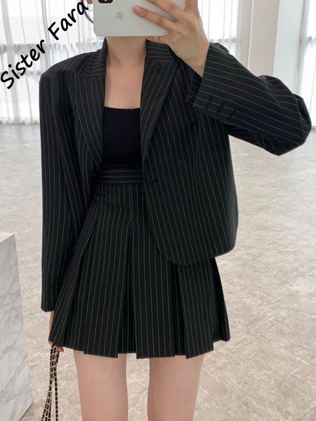 two piece dress sister fara chic stripe short coat spring set woman 2shigh waist pleated mini half skirt ladies casual women 230216, White
two piece dress sister fara chic stripe short coat spring set woman 2shigh waist pleated mini half skirt ladies casual women 230216, White