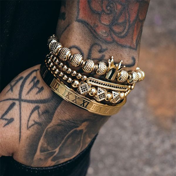 charm bracelets 4pcsset classic crown long tube men trendy royal roman numerals bead bangle for jewelry gift 230215, Golden;silver
charm bracelets 4pcsset classic crown long tube men trendy royal roman numerals bead bangle for jewelry gift 230215, Golden;silver