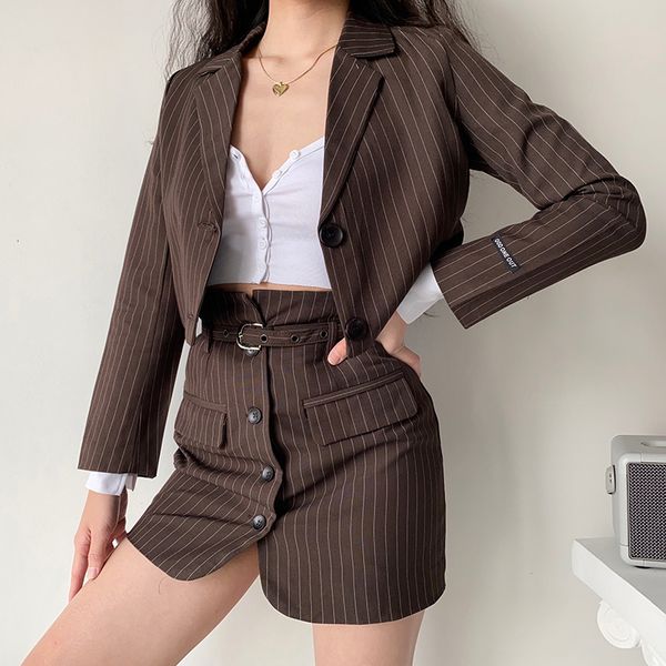 two piece dress matching set blazer and skirts women long sleeve notched cropped high waist mini skirt office lady striped 230216, White
two piece dress matching set blazer and skirts women long sleeve notched cropped high waist mini skirt office lady striped 230216, White