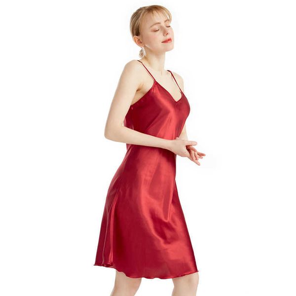 pajamas body warmer satin silk thin shoulder v-neck suspender nightdress summer slim solid color knee-length home nightwear, Black;red
pajamas body warmer satin silk thin shoulder v-neck suspender nightdress summer slim solid color knee-length home nightwear, Black;red