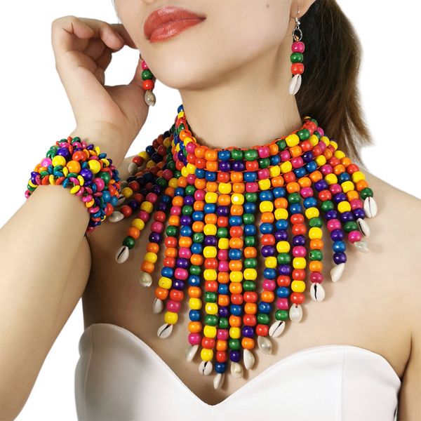 wedding jewelry sets bohemian multicolor woods fashion for women beads shell tassel statement choker necklace earrings bracelets african 230, Slivery;golden
wedding jewelry sets bohemian multicolor woods fashion for women beads shell tassel statement choker necklace earrings bracelets african 230, Slivery;golden