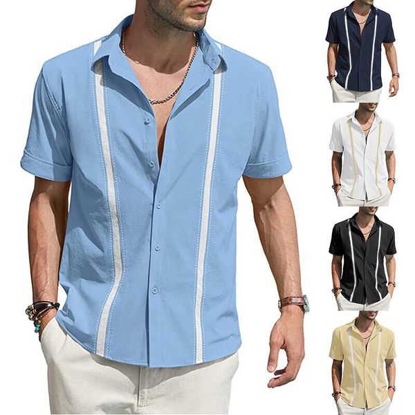 men's short sleeve button-up casual cuban guayabera beach wedding dress shirt, White;black
men's short sleeve button-up casual cuban guayabera beach wedding dress shirt, White;black