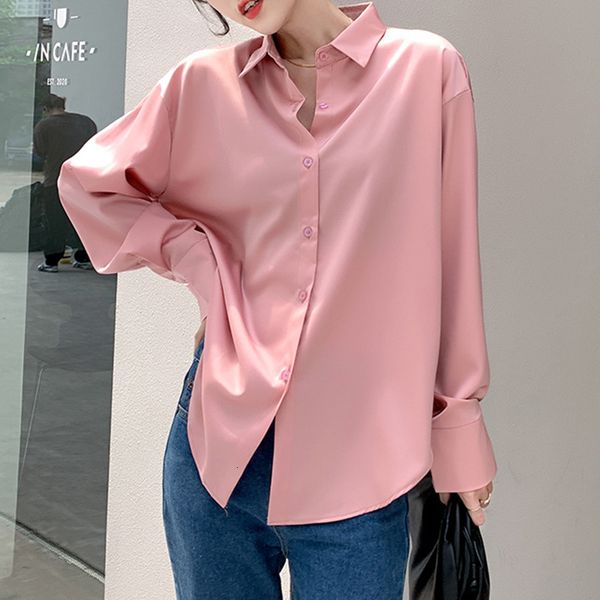 women's blouses shirts fashion vintage silk satin long sleeve solid color plus size 230217, White
women's blouses shirts fashion vintage silk satin long sleeve solid color plus size 230217, White