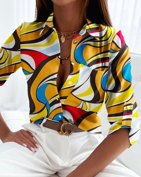 women's blouses shirts casual long sleeve lapel slim women fashion commute chic clothes blusas office ladies multicolor printed 230217, White
women's blouses shirts casual long sleeve lapel slim women fashion commute chic clothes blusas office ladies multicolor printed 230217, White