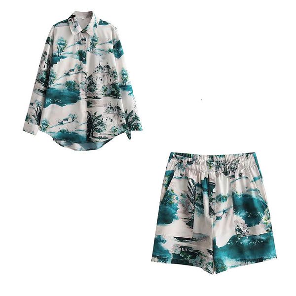 women s two piece pants nlzgmsj zbza 2023 spring fashion green print button up shirts high waist shorts sets 202302 230217, White
women s two piece pants nlzgmsj zbza 2023 spring fashion green print button up shirts high waist shorts sets 202302 230217, White