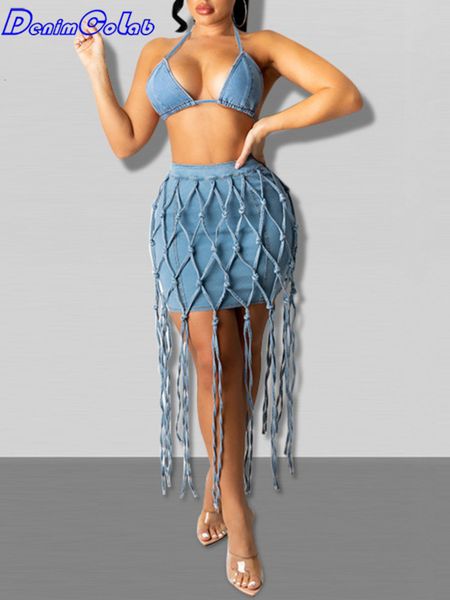 two piece dress denimcolab summer fashion denim suit women hollow out woven mesh patchwork stretch nightclub skirts ladies beach bar 230216, White
two piece dress denimcolab summer fashion denim suit women hollow out woven mesh patchwork stretch nightclub skirts ladies beach bar 230216, White