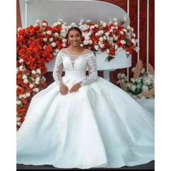 luxury necklace ball gown wedding dresses african long sleeves lace applique bodice court train wedding dress open back bridal gowns vestido, White
luxury necklace ball gown wedding dresses african long sleeves lace applique bodice court train wedding dress open back bridal gowns vestido, White