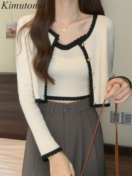 two piece dress kimutomo elegant color contrast pieces knit suit woman gentle vneck single breast cardigan short sling set autumn ins 230216, White
two piece dress kimutomo elegant color contrast pieces knit suit woman gentle vneck single breast cardigan short sling set autumn ins 230216, White