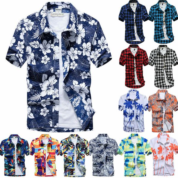 men short sleeve blouse hawaiian shirts summer beach holiday button t shirt, White;black
men short sleeve blouse hawaiian shirts summer beach holiday button t shirt, White;black