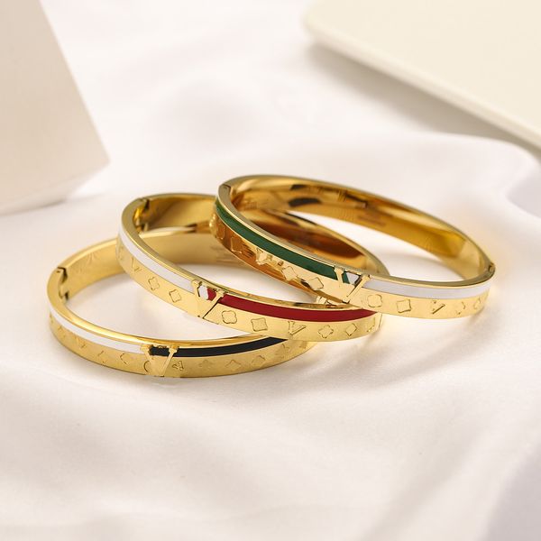 cuff official website the same style enamel dripping oil four-leaf flower18k charms diamond letter v bracelets designers jewellery for mens, White