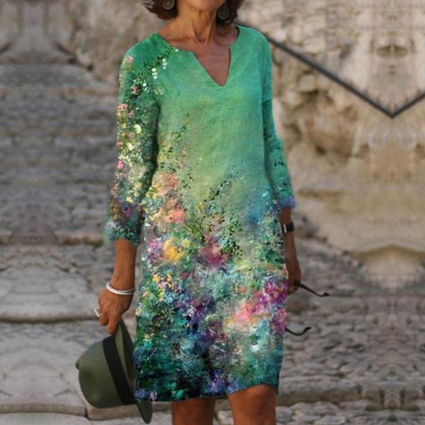 casual dresses spring women loose vintage ruffles dress summer large big printed boho party elegant 230217, Black;gray 
casual dresses spring women loose vintage ruffles dress summer large big printed boho party elegant 230217, Black;gray