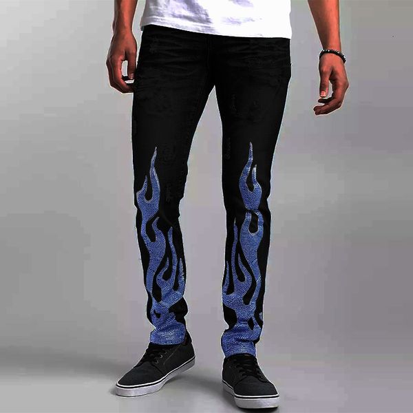men's jeans hole slim fit denim pencil trousers for man stretchy black skinny drill punk streetwear biker pants 230216, Blue
men's jeans hole slim fit denim pencil trousers for man stretchy black skinny drill punk streetwear biker pants 230216, Blue
