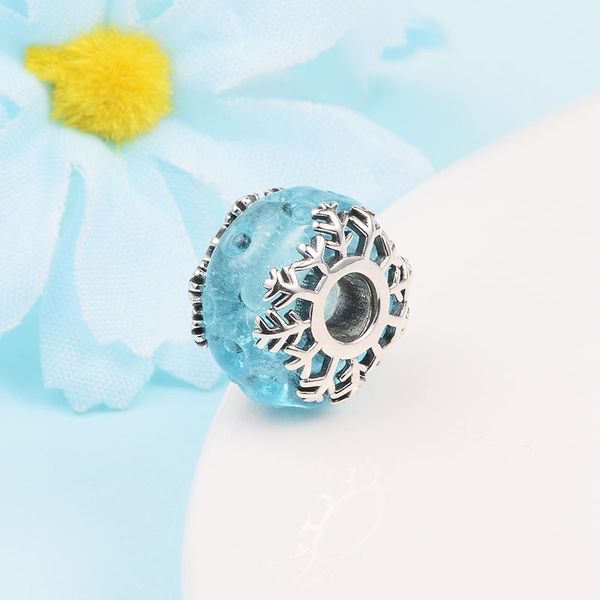 925 sterling silver winter blue snowflake murano glass bead fits european jewelry pandora style charm bracelets, Black
925 sterling silver winter blue snowflake murano glass bead fits european jewelry pandora style charm bracelets, Black