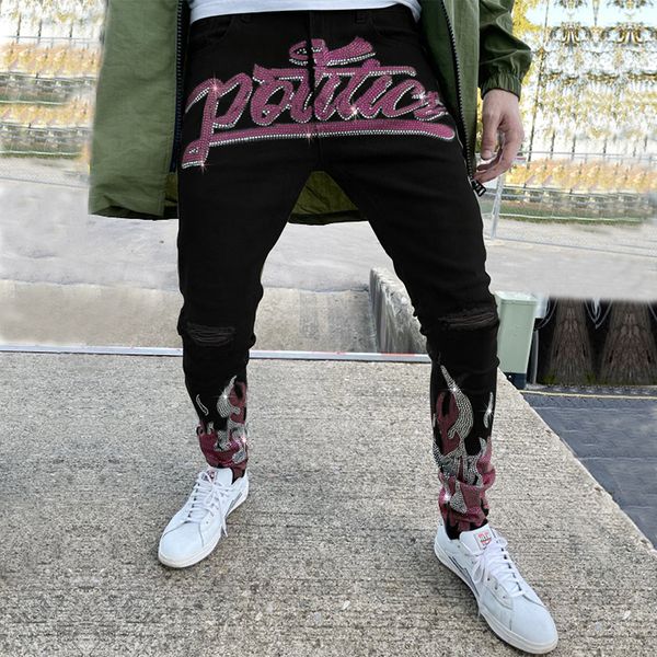 men's jeans drill biker trousers streetwear denim man clothing ripped skinny black slim fit hole pencil pants 230216, Blue
men's jeans drill biker trousers streetwear denim man clothing ripped skinny black slim fit hole pencil pants 230216, Blue