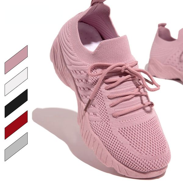 

dress shoes plus size women's sneaker tennis woman sport gym running lace-up casual mesh breathable zapatillas mujer 230217, Black