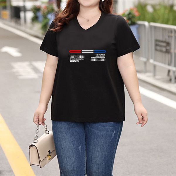 women's t-shirt 2023 new v-neck loose large fashion letter print top, White
women's t-shirt 2023 new v-neck loose large fashion letter print top, White