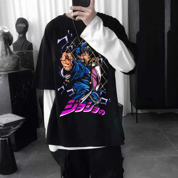 men's t-shirts anime jojo bizarre adventure print tshirt men women casual loose short sleeve tees jotaro star platinum manga graphic t, White;black
men's t-shirts anime jojo bizarre adventure print tshirt men women casual loose short sleeve tees jotaro star platinum manga graphic t, White;black
