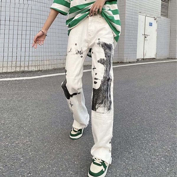 men's jeans men white graffiti printing baggy woman high street hip hop splicing with rivet straight trousers wideleg denim pants 23021, Blue
men's jeans men white graffiti printing baggy woman high street hip hop splicing with rivet straight trousers wideleg denim pants 23021, Blue