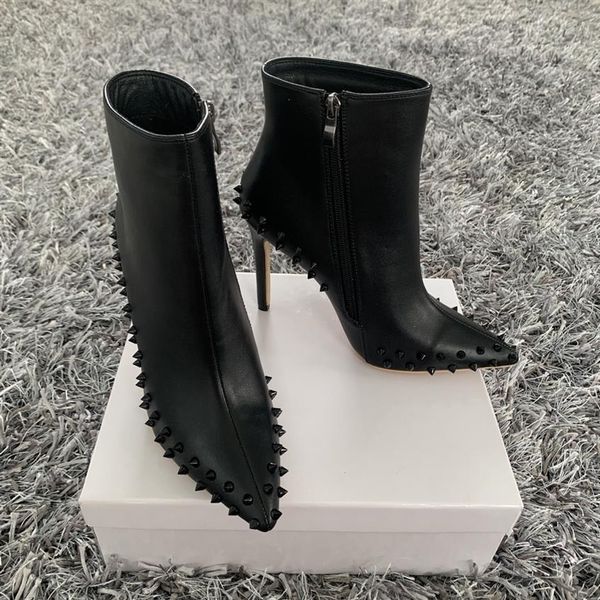 casual designer lady fashion women pumps black leather spikes point toe high heels shoes 10cm stiletto heeled wedding shoes255h
casual designer lady fashion women pumps black leather spikes point toe high heels shoes 10cm stiletto heeled wedding shoes255h
