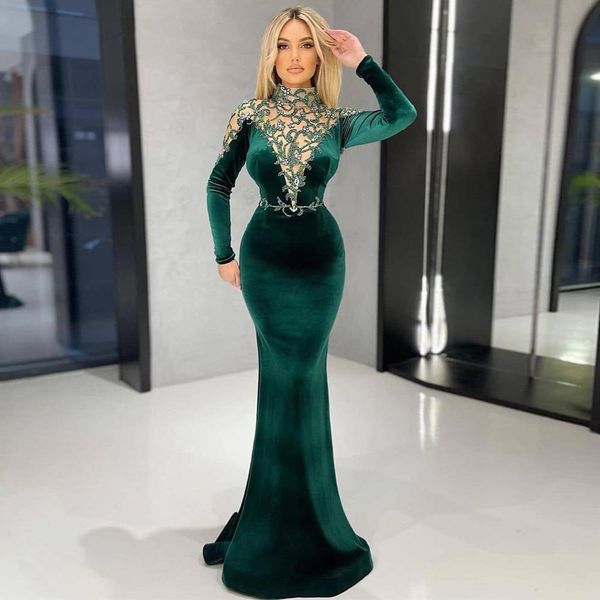 elegant velvet mermaid evening dresses beaded prom gowns with long sleeves high neckline plus size formal dress, Black;red
elegant velvet mermaid evening dresses beaded prom gowns with long sleeves high neckline plus size formal dress, Black;red