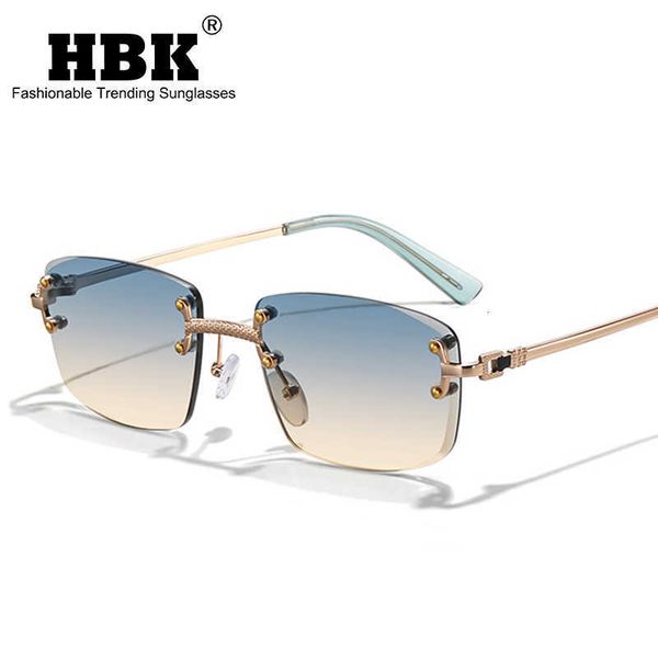 hbk luxury rimless women sunglasses retro metal sun glasses ladies small square gradient shades men 2022, White;black
hbk luxury rimless women sunglasses retro metal sun glasses ladies small square gradient shades men 2022, White;black