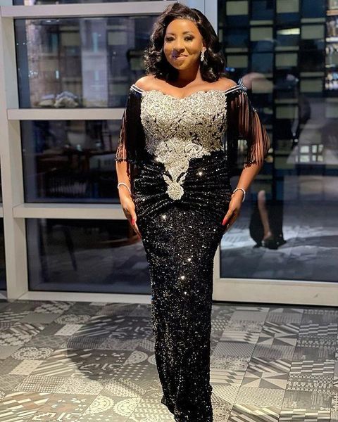 2023 black mermaid prom dresses off shoulder sequined lace sequins lace appliques crystal beading skirts evening gowns plus size formal part
2023 black mermaid prom dresses off shoulder sequined lace sequins lace appliques crystal beading skirts evening gowns plus size formal part