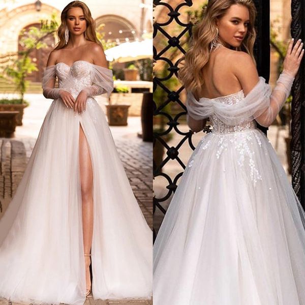 party dresses boho boat neck a line wedding dress long sleeves lace split backless tulle gowns for bridal robe de mariee 230217, White;black
party dresses boho boat neck a line wedding dress long sleeves lace split backless tulle gowns for bridal robe de mariee 230217, White;black